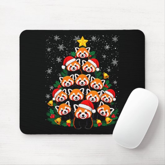 Red Panda Christmas Tree Funny Animal Mousepad (Mit Mouse)