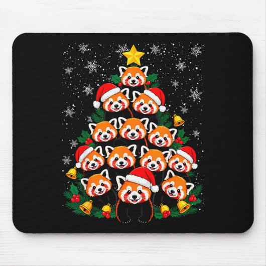 Red Panda Christmas Tree Funny Animal  Mousepad (Vorne)