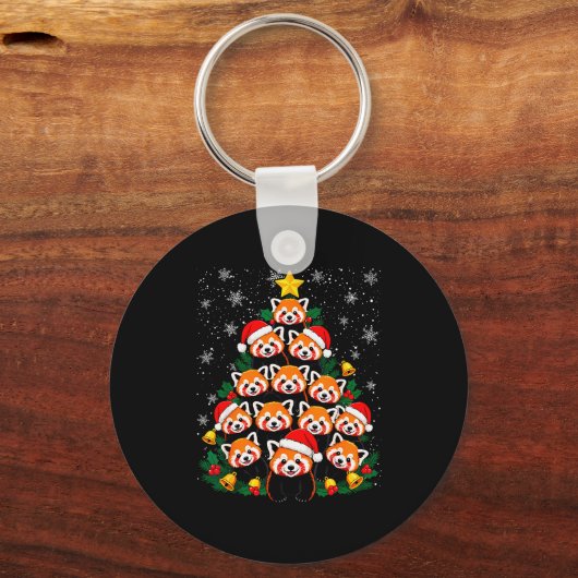 Red Panda Christmas Tree Funny Animal Schlüsselanhänger (Vorderseite)