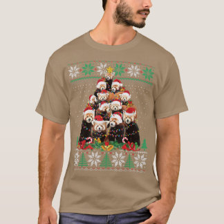 Red Panda Christmas Tree Santa Hat Lights Ugly Swe T-Shirt