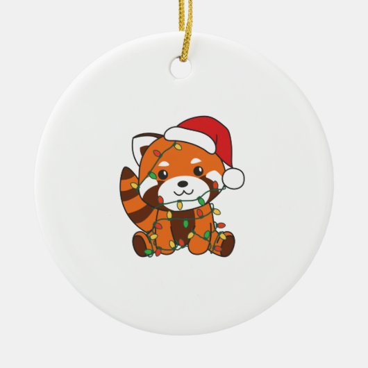 Red Panda Christmas Winter Animals Red Pandas Keramik Ornament (Vorne)