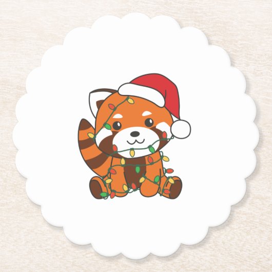 Red Panda Christmas Winter Animals Red Pandas Untersetzer (Vorderseite)