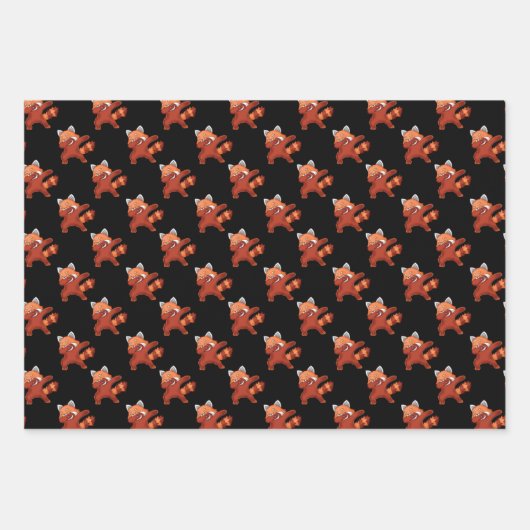Red Panda Dabbing Geschenkpapier Set (Vorderseite 3)