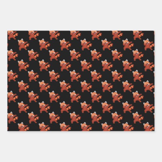 Red Panda Dabbing Geschenkpapier Set (Vorderseite 2)