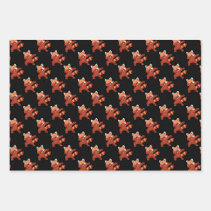 Red Panda Dabbing Geschenkpapier Set