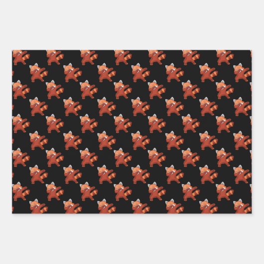 Red Panda Dabbing Geschenkpapier Set (Vorderseite)