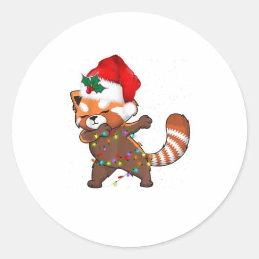 Red Panda Dabbing Weihnachten Runder Aufkleber (Vorderseite)