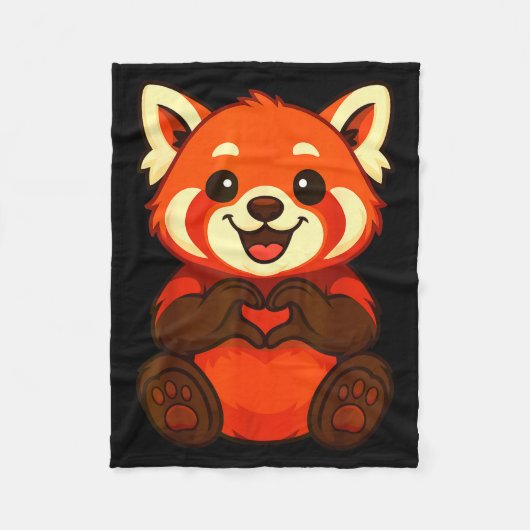 Red Panda Doing Heart With Hands Valentines Day  Fleecedecke (Vorderseite)