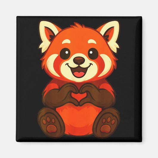 Red Panda Doing Heart With Hands Valentines Day Magnet (Vorne)