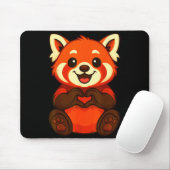 Red Panda Doing Heart With Hands Valentines Day  Mousepad (Mit Mouse)