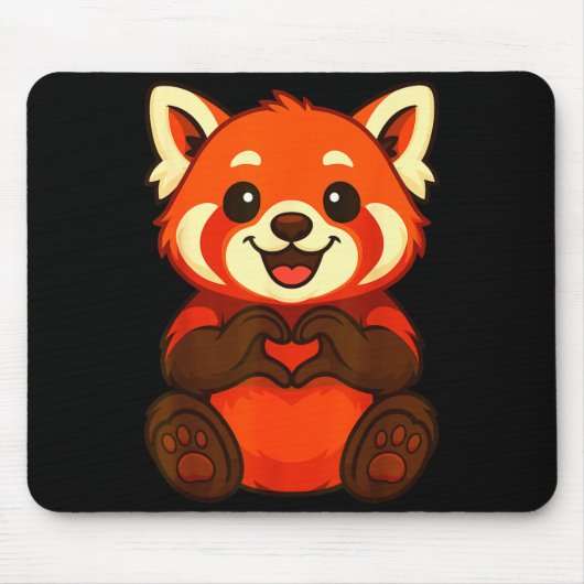 Red Panda Doing Heart With Hands Valentines Day  Mousepad (Vorne)