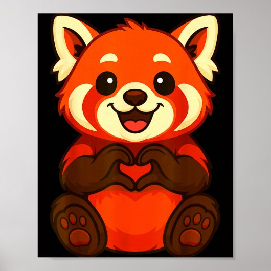 Red Panda Doing Heart With Hands Valentines Day  Poster (Vorne)