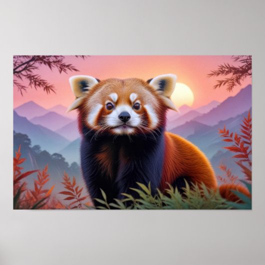 Red Panda Double Exposure Animal Nature Wilderness Poster (Vorne)