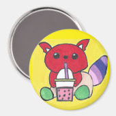 Red Panda Drinking Boba Magnet (Vorderseite/Rückseite)