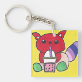 Red Panda Drinking Boba Schlüsselanhänger (Vorderseite)