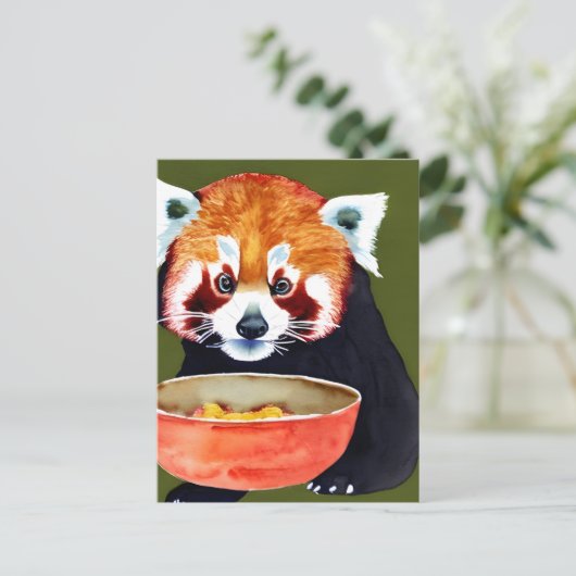 Red Panda Eating Postcard Postkarte (Stehend Vorderseite)