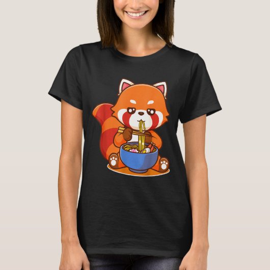 Red Panda Eating Ramen Japanese Soup Zoo Animal Zo T-Shirt (Vorderseite)
