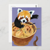 Red Panda Eating Spaghetti Postkarte (Vorne/Hinten)
