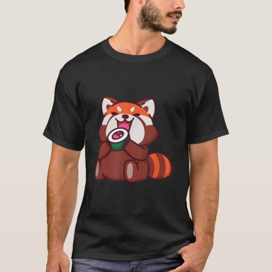 Red Panda Eating Sushi Animals Coon Food T-Shirt (Vorderseite)