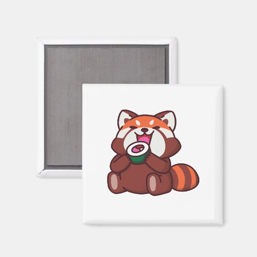 Red Panda Eating Sushi Magnet (Vorderseite/Rückseite)