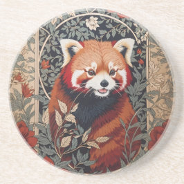 Red Panda Elegant William Morris Inspirierte flora Getränkeuntersetzer