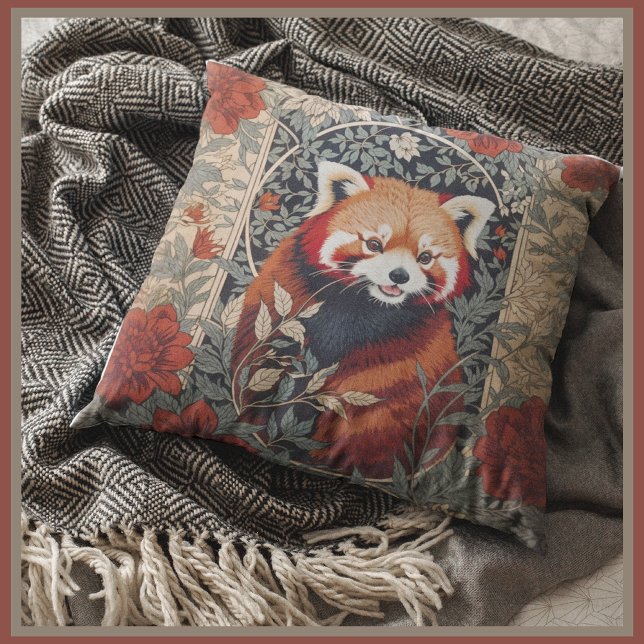 Red Panda Elegant William Morris Inspirierte flora Kissen (Von Creator hochgeladen)