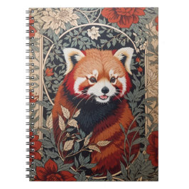 Red Panda Elegant William Morris Inspirierte flora Notizblock