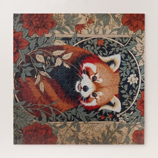 Red Panda Elegant William Morris Inspirierte flora Puzzle (Horizontal)