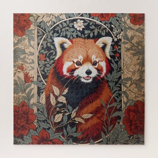 Red Panda Elegant William Morris Inspirierte flora Puzzle (Vertikal)