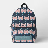 Red Panda Face/Head Pattern Navy Blue Bedruckter Rucksack (Vorderseite)