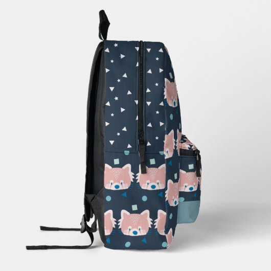 Red Panda Face/Head Pattern Navy Blue Bedruckter Rucksack (Links)