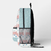 Red Panda Face/Head Pattern Weiß & Light Blue Bedruckter Rucksack (Rechts)