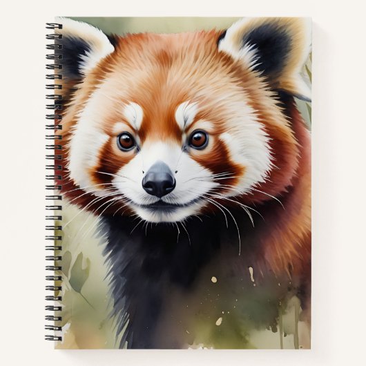 Red Panda Face in einer zarten Wasserfarbe Notizblock (Vorderseite)