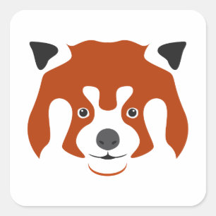 RED PANDA FACE QUADRATISCHER AUFKLEBER