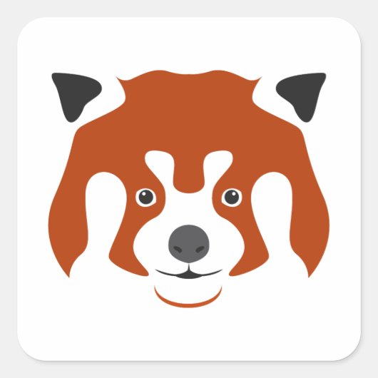 RED PANDA FACE QUADRATISCHER AUFKLEBER (Vorderseite)