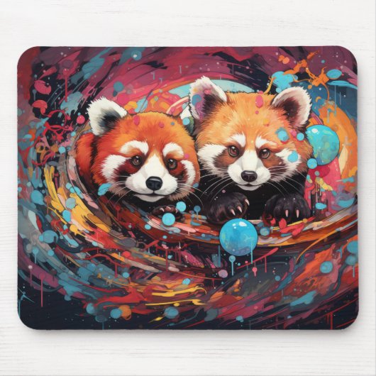 Red Panda farbenfrohe Tierzauberei Mousepad (Vorne)