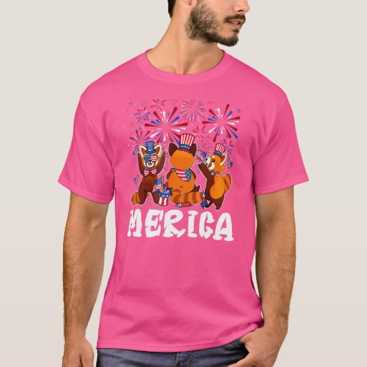 Red Panda Fireworks Sonnenbrille Hat Merica 4th of T-Shirt (Vorderseite)