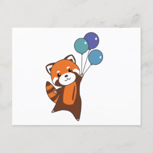Red Panda fliegt Balloons Niedlicher Tiere für Kin Postkarte