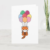 Red Panda fliegt mit farbenfrohen Balloons Karte (Vorderseite)