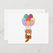 Red Panda fliegt mit farbenfrohen Balloons Postkarte (Vorne/Hinten)