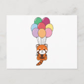 Red Panda fliegt mit farbenfrohen Balloons Postkarte (Vorderseite)