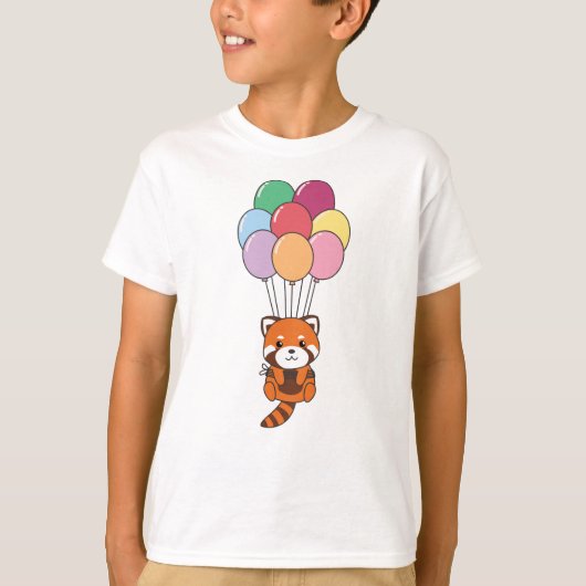 Red Panda fliegt mit farbenfrohen Balloons T-Shirt (Vorderseite)