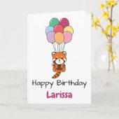 Red Panda fliegt mit farbenfroher Balloons-Karte. Karte (Gelbe Blume)