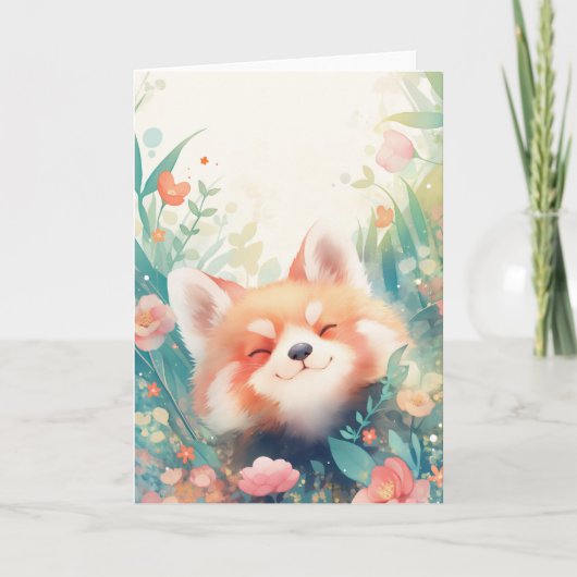 Red Panda Floral Playground Karte (Vorderseite)