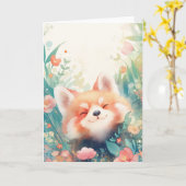 Red Panda Floral Playground Karte (Gelbe Blume)