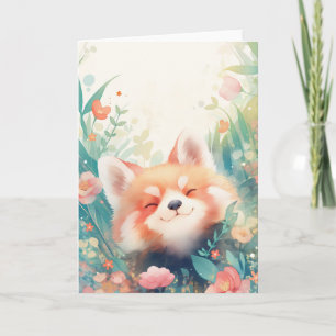 Red Panda Floral Playground Karte