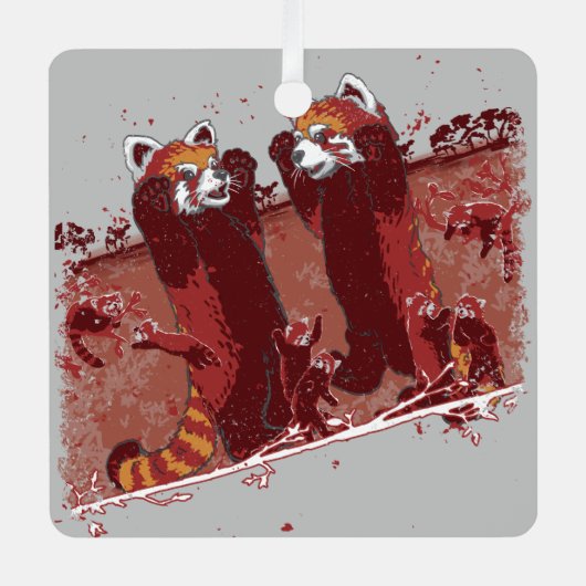 Red Panda Fury Ornament Aus Metall (Vorderseite)