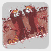 Red Panda Fury Quadratischer Aufkleber (Vorderseite)