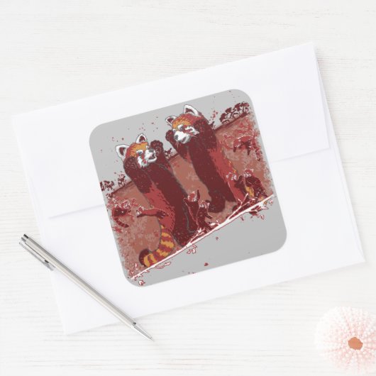 Red Panda Fury Quadratischer Aufkleber (Umschlag)