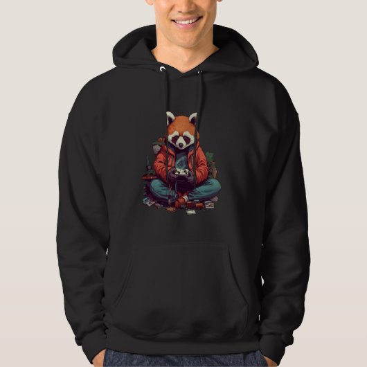 Red Panda Gamer Anime Video Gaming Hoodie (Vorderseite)